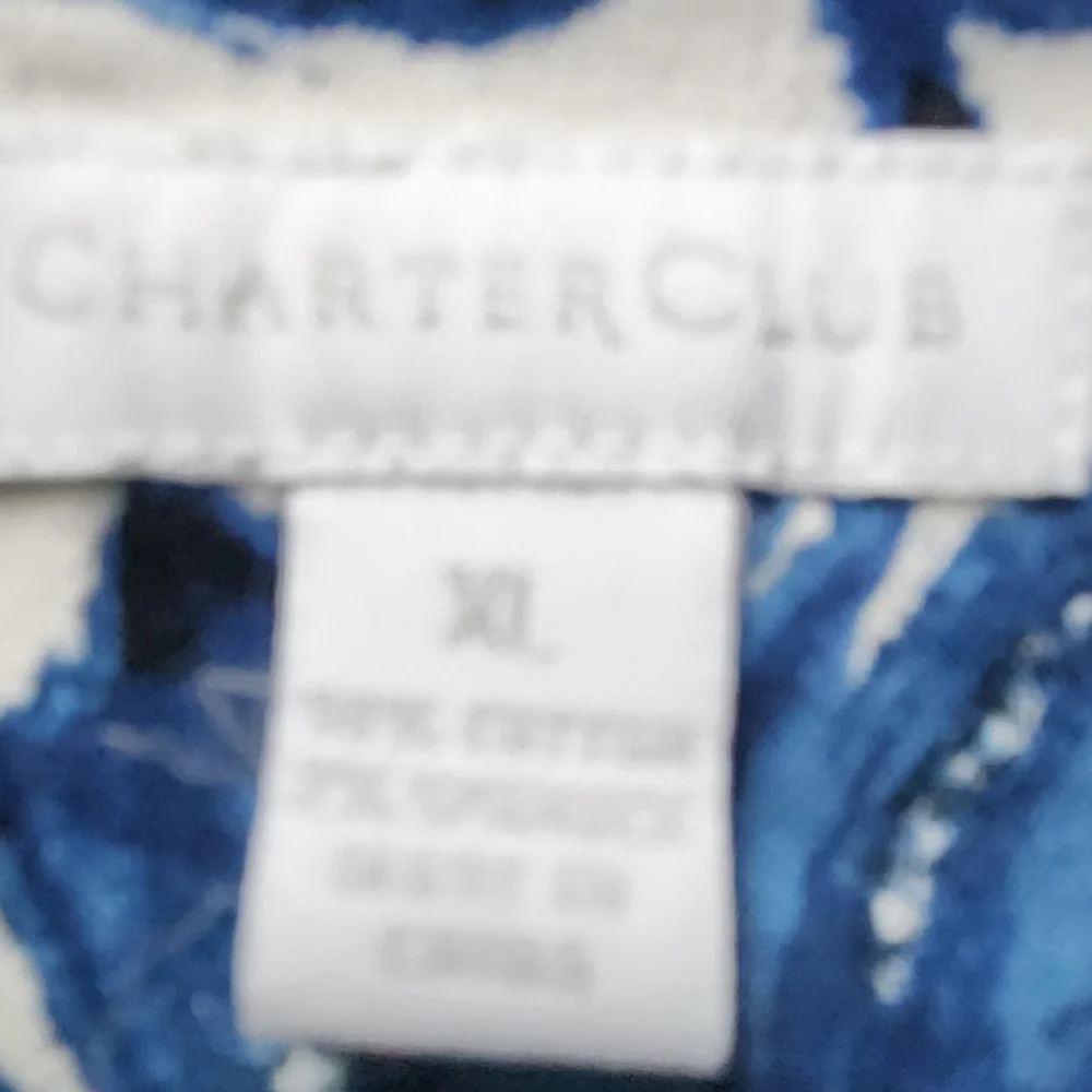 Charter Club Womens XLarge White and Blue Patterned Jacket - Picture 3 of 6